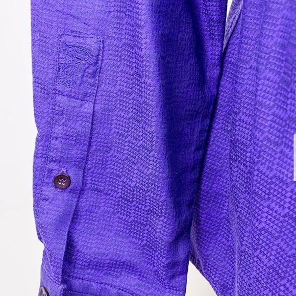 Versace mens Blue Patterned Button Up dress Shirt - Picture 2 of 5